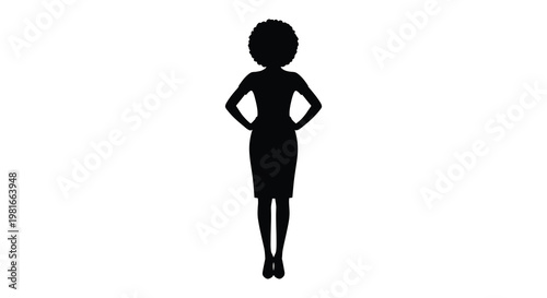 A striking black silhouette of a woman with an afro hairstyle silhouette