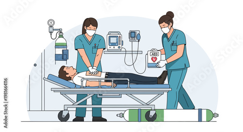 Medical Emergency: CPR and Defibrillator Use in Hospital Room
