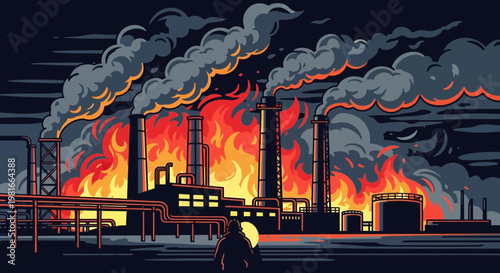Industrial Factory Fire: Pollution, Disaster, and Environmental Crisis