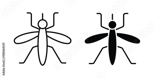 Mosquito icon pack flat black, Editable line icons