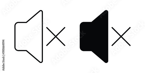 Mute icon pack flat black, Editable line icons