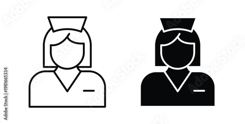 Nurse icon pack flat black, Editable line icons