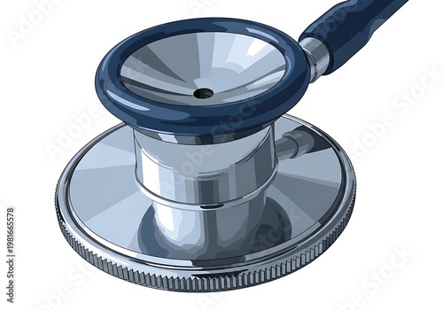 Analytical Stethoscope Close Up Blue Black Metal