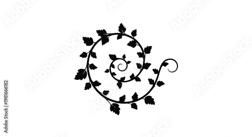 Vine spiral pattern created with delicate leaves forms an elegant organic shape that represents the growth and natural beauty found within environmental botanical design elements today.