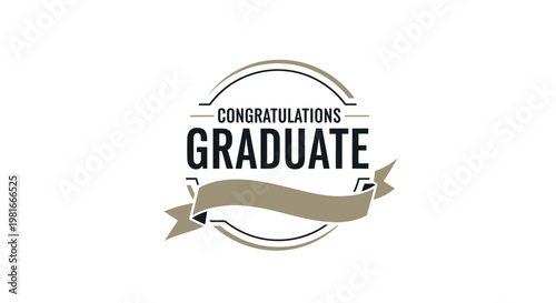 A congratulatory message for a graduate with a ribbon and text on a white background