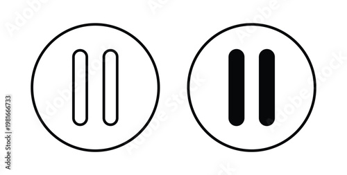 Pause icon pack flat black, Editable line icons