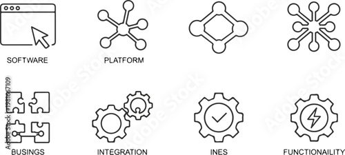 Business Tools Minimal Icons for Software Platform Integration