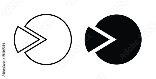 Pie chart icon pack flat black, Editable line icons