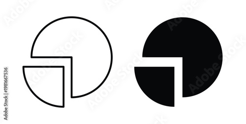 Pie chart icon pack flat black, Editable line icons