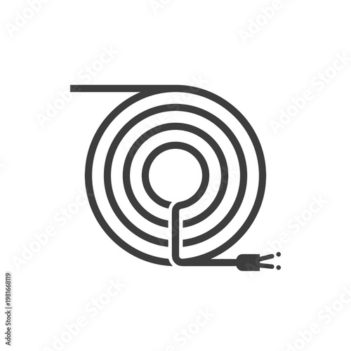 Coiled electrical cable icon with rolled wire, minimal flat vector design