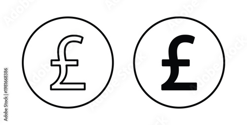 Pound icon pack flat black, Editable line icons