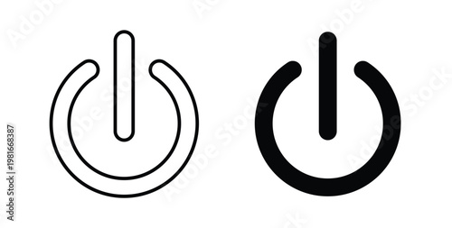 Power button icon pack flat black, Editable line icons