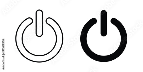 Power button icon pack flat black, Editable line icons