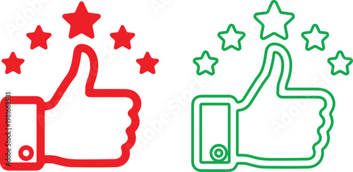 Vector thumbs up icons with stars