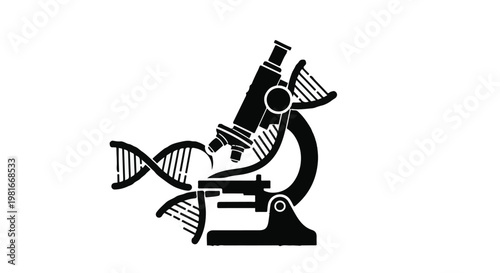 Microscope investigates intricate DNA strands, highlighting advanced genetic research, biological discovery, laboratory science, and pharmaceutical development in medical studies.