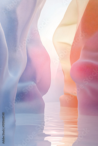 Abstract Pastel Hues Formed by Wavy Sculptural Shapes