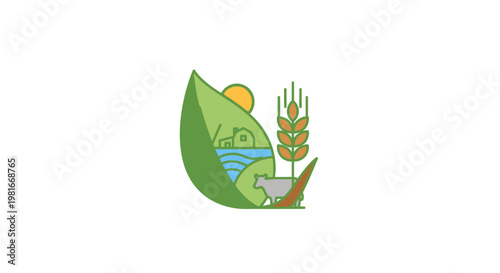 Minimalist emblem representing sustainable agriculture, nature, and organic farming concepts