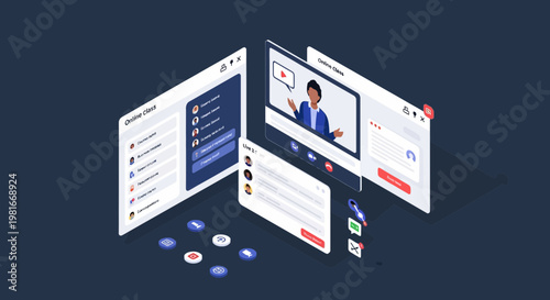 Online communication and collaboration concept - video calls, chat, and messages