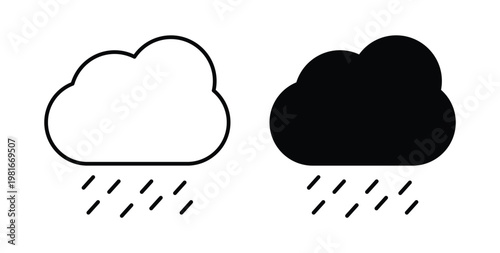 Rain icon pack flat black, Editable line icons