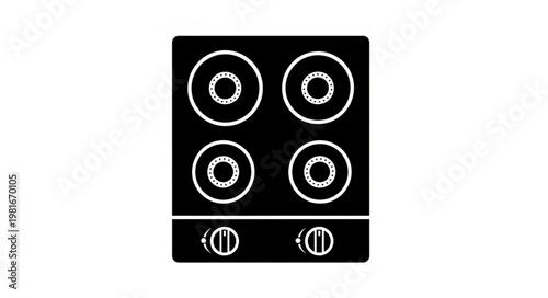 Electric Stove Top with Four Burners and Two Knobs.