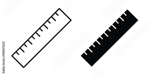 Photography Ruler icon pack flat black, Editable line icons
