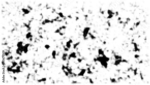 Abstract halftone dust particle texture with scattered dotted noise pattern on white background for grunge overlay design