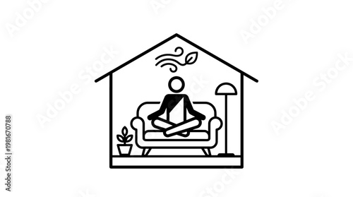 Person Meditating on Sofa Inside a House