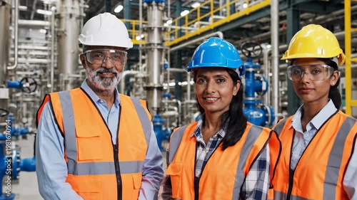 Industrial team conducting plant safety inspection