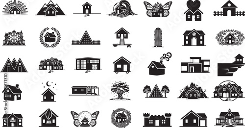 
Floral Little Outline House Plotter File SVG Bundle, Decorative Scandinavian Sweet Home Clipart