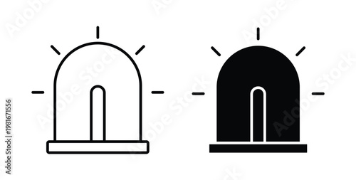 Siren icon pack flat black, Editable line icons