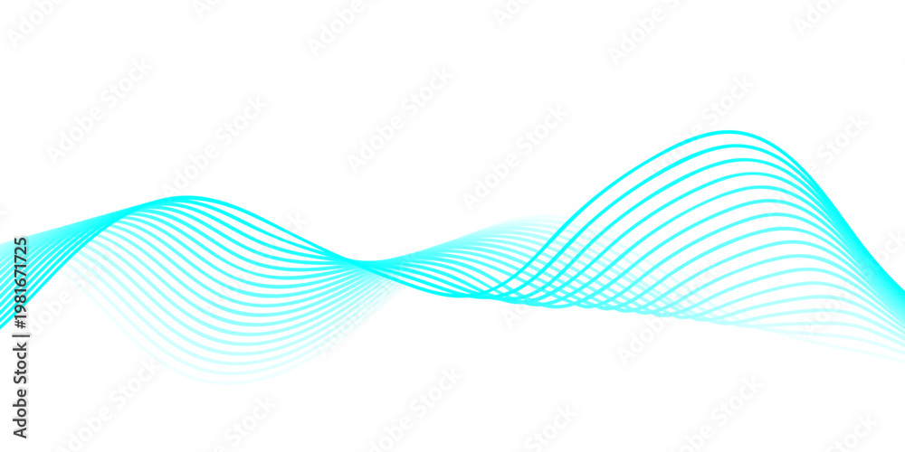 Fototapeta premium Abstract blue wave vector design featuring digital technology motion and flowing gradient lines on a light artistic background
