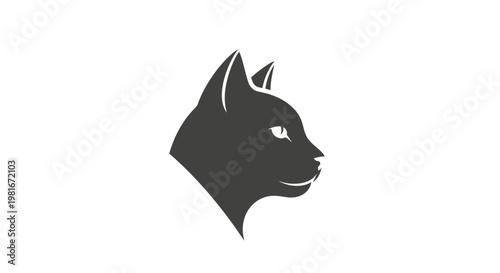 Silhouette illustration of a cat head in profile, minimalist design with a clean style