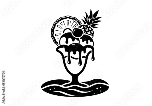 Pineapple Ice Cream Sundae