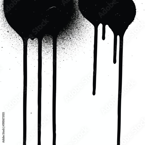Abstract Black Ink Dripping Art on White Background for Creative Design