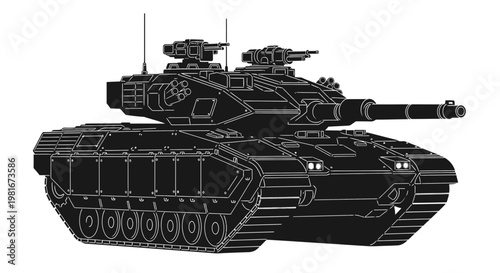 Powerful Armored Vehicle Silhouette - Modern Military Technology Concept