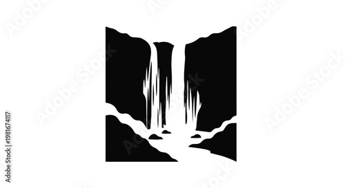 Waterfall cascading between jagged mountain cliffs serves as a powerful visual metaphor for natural energy, serene wilderness travel, and the relentless beauty of dynamic geographical landscapes.