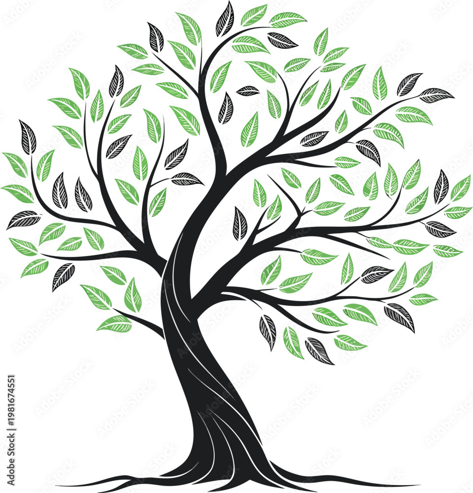 Obraz premium vector tree silhouette with leaves