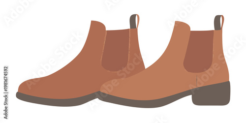 A pair of terracotta colored ankle boots with a small heel