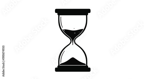 Hourglass with sand flowing from the top bulb to the bottom bulb representing the passage of time, urgency, and the concept of deadlines.