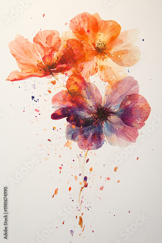 Vibrant floral watercolor art with expressive brushstrokes