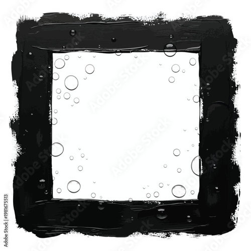 Abstract Black and White Water Ink Splash Frame for Creative Design Projects