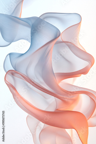Ethereal Blue and Orange Fabric in Elegant Fluid Motion