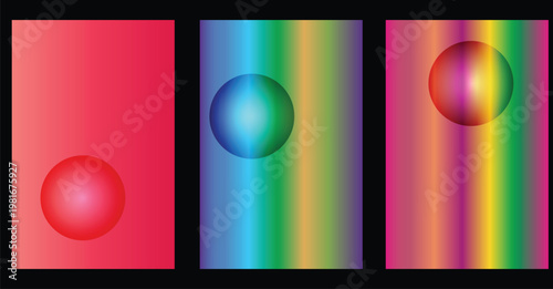 Abstract gradient trio red blue and purple vertical color fields