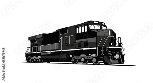 Powerful Diesel Locomotive Illustration, Modern Train Engine Design
