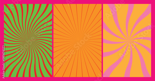 Abstract gradient shapes, retro colorful trio of oval forms