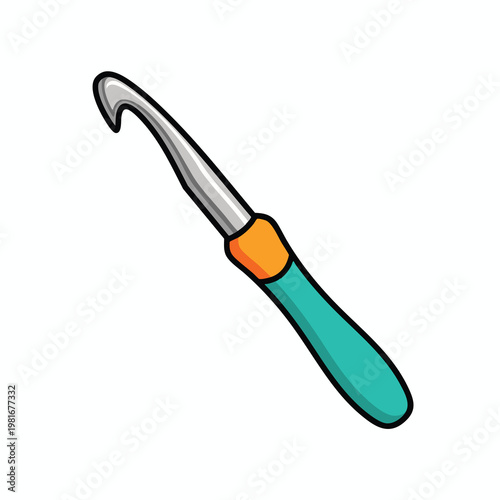 Dental Tool Illustration with Curved Mirror for Oral Care and Dentistry Practice