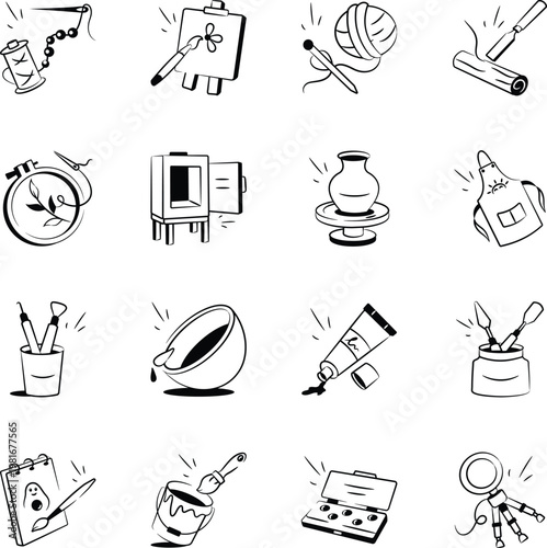Collection of Doodle Style Creative Icons 