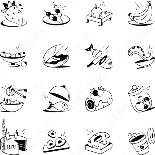 Collection of Hand Drawn Food Icons 