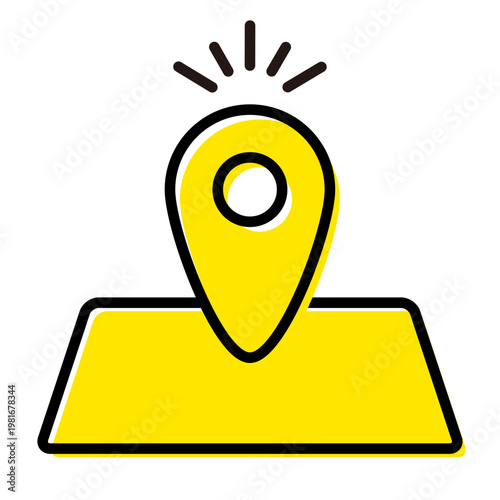 現在地を示すマップピンと地図台座