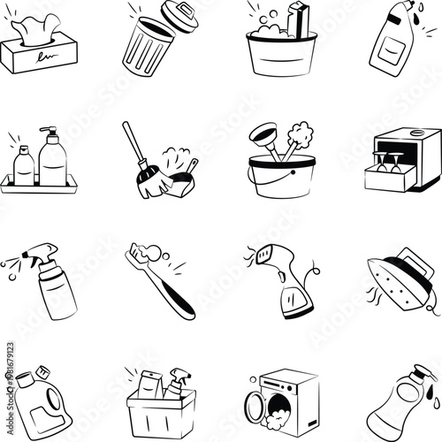 Collecton of Hand Drawn Household Icons 
